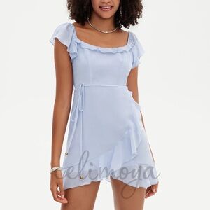 JJs House Size Small Blue Smocked Ruffle Sundress